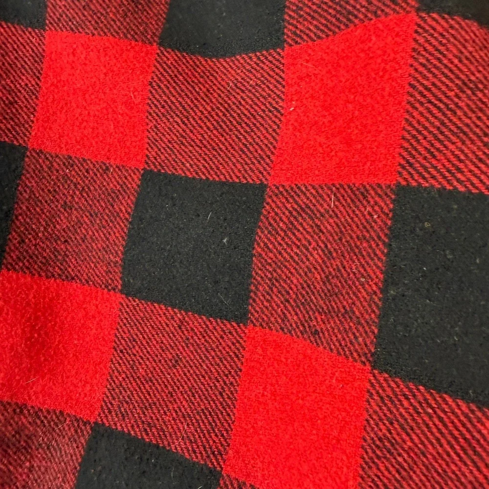 G.H. Bass Tote Bag Women's Red Buffalo Plaid Flannel Attached Leather Pouch